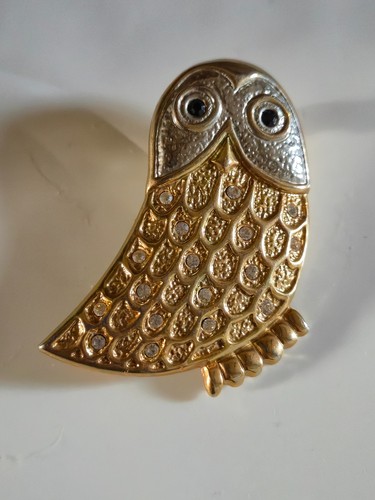 Spilla gufo vintage oro strass - vintage,
