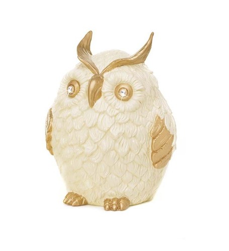 Ceramic owl gold leaf ivory - owl,